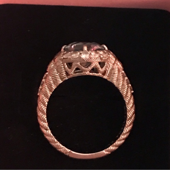 SOLD Beautiful Judith Ripka 925 Sterling Silver Light Blue Topaz CZ Ring Size 8 - Picture 4 of 11